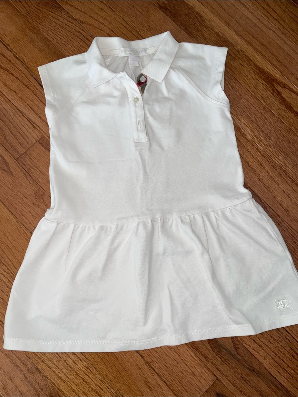 Authentic Burberry Girls' White Polo Peplum Top 3Y